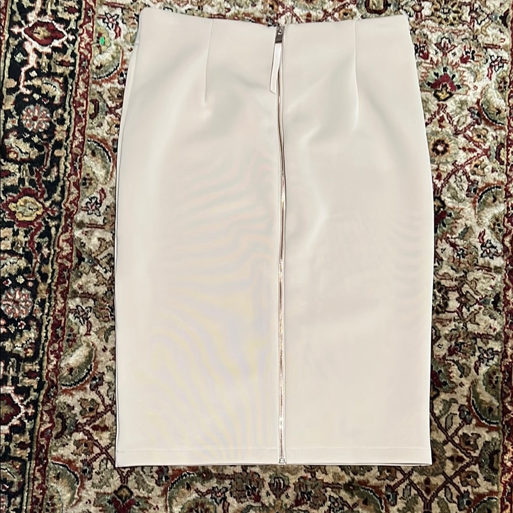 Catherine Malandrino Cream Beige Stretch Pencil Skirt With Back Zipper Size 10